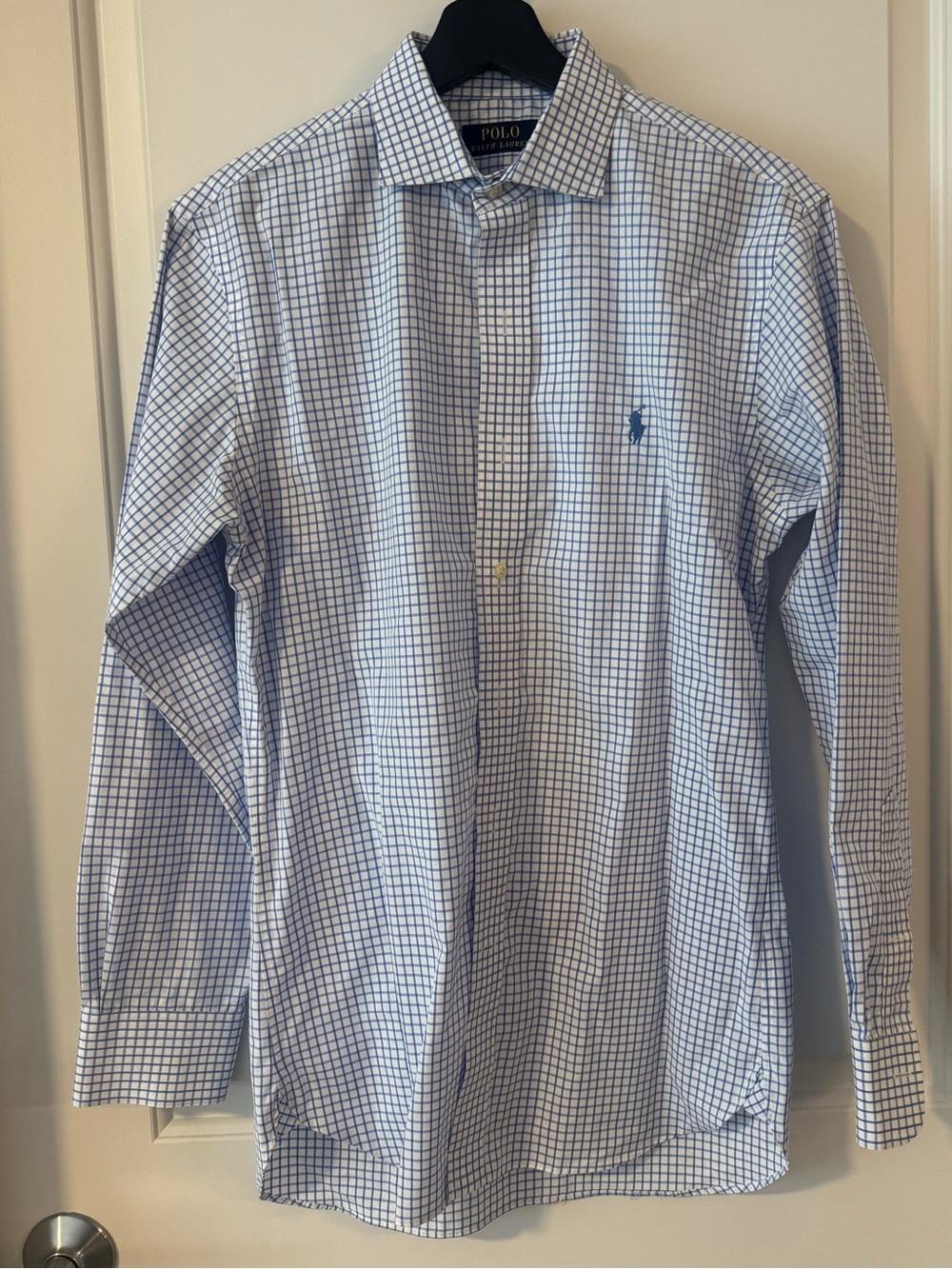 Polo by Ralph Lauren Blue Check Dress Long Sleeve Shirt Mens Size Medium